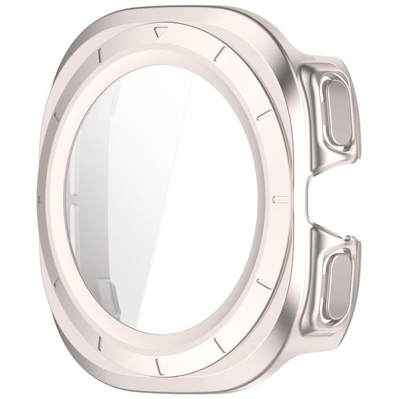 For Samsung Galaxy Watch Ultra 47mm PC+Tempered Film Integrated Water-resistant Watch Protective Case(Starlight)