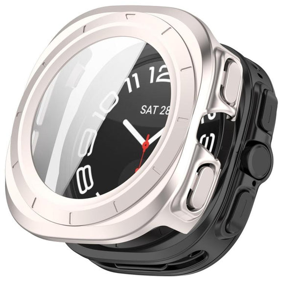For Samsung Galaxy Watch Ultra 47mm PC+Tempered Film Integrated Water-resistant Watch Protective Case(Starlight)