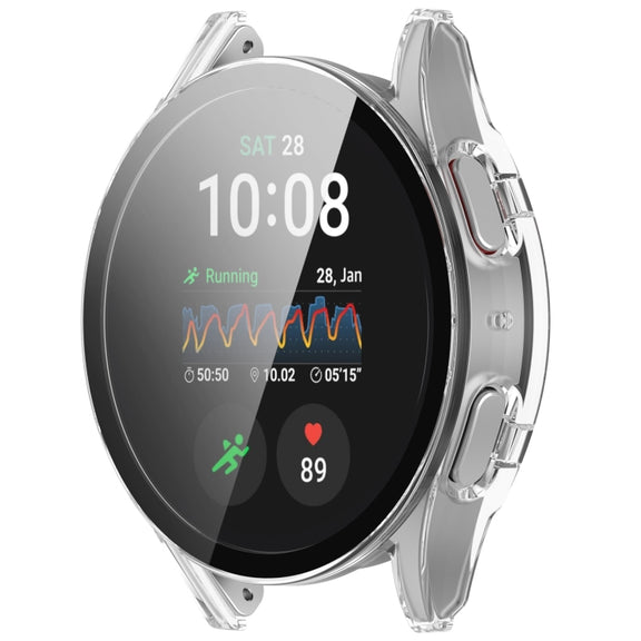 For Samsung Galaxy Watch 7 44mm PC+Tempered Film Integrated Water-resistant Watch Protective Case(Transparent)