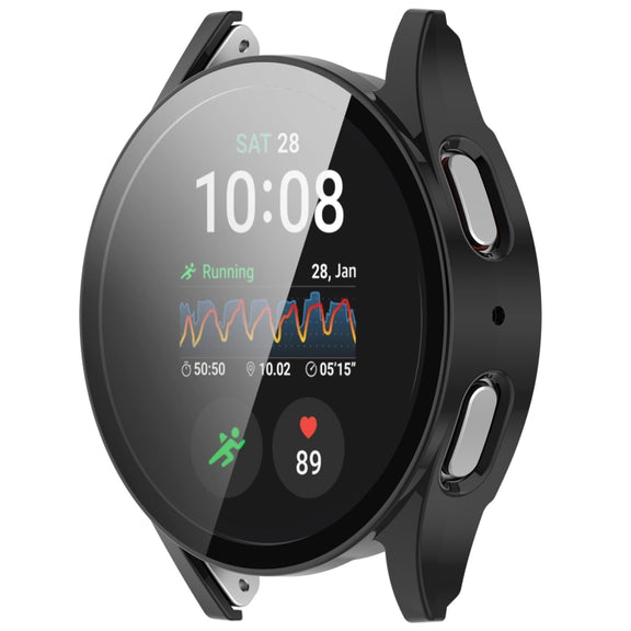 For Samsung Galaxy Watch 7 44mm PC+Tempered Film Integrated Water-resistant Watch Protective Case(Black)