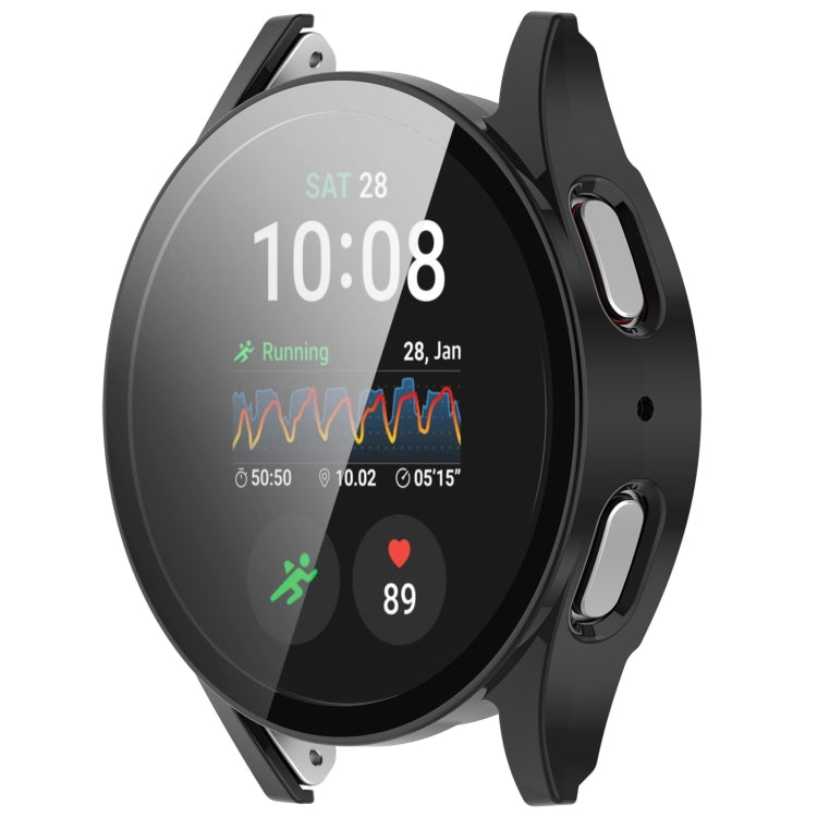 For Samsung Galaxy Watch 7 44mm PC+Tempered Film Integrated Water-resistant Watch Protective Case(Black)