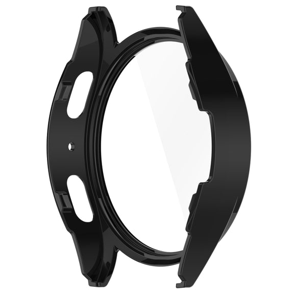 For Samsung Galaxy Watch 7 44mm PC+Tempered Film Integrated Water-resistant Watch Protective Case(Black)