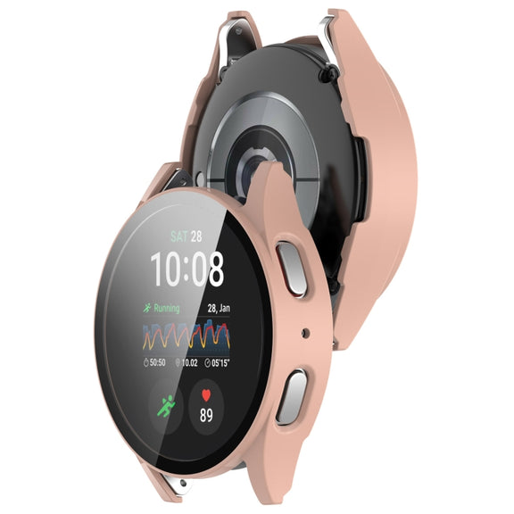 For Samsung Galaxy Watch 7 44mm Tempered Film Integrated Water-resistant PC Watch Protective Cover(Pink)