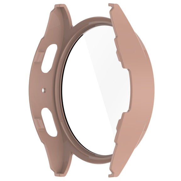 For Samsung Galaxy Watch 7 44mm Tempered Film Integrated Water-resistant PC Watch Protective Cover(Pink)