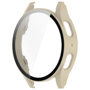 For Samsung Galaxy Watch 7 44mm Tempered Film Integrated Water-resistant PC Watch Protective Cover(Ivory)