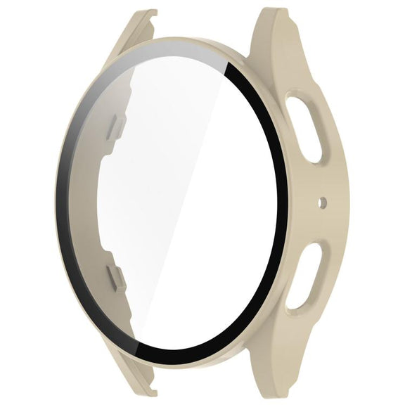 For Samsung Galaxy Watch 7 44mm Tempered Film Integrated Water-resistant PC Watch Protective Cover(Ivory)