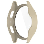 For Samsung Galaxy Watch 7 44mm Tempered Film Integrated Water-resistant PC Watch Protective Cover(Ivory)