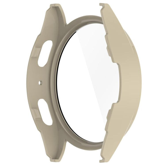 For Samsung Galaxy Watch 7 44mm Tempered Film Integrated Water-resistant PC Watch Protective Cover(Ivory)