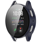For Samsung Galaxy Watch 7 44mm PC+Tempered Film Integrated Water-resistant Watch Protective Case(Dark Blue)
