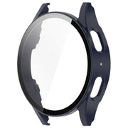 For Samsung Galaxy Watch 7 44mm PC+Tempered Film Integrated Water-resistant Watch Protective Case(Dark Blue)