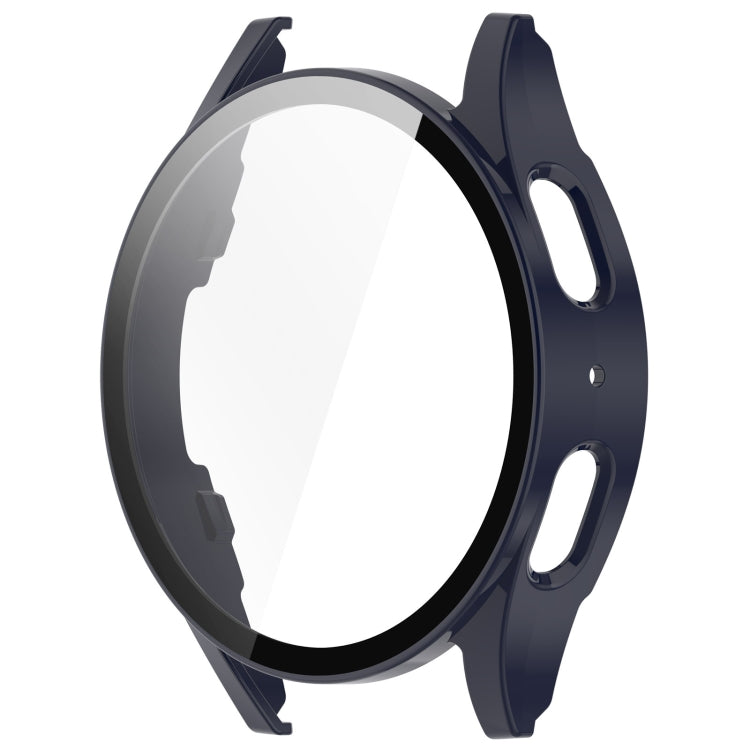 For Samsung Galaxy Watch 7 44mm PC+Tempered Film Integrated Water-resistant Watch Protective Case(Dark Blue)