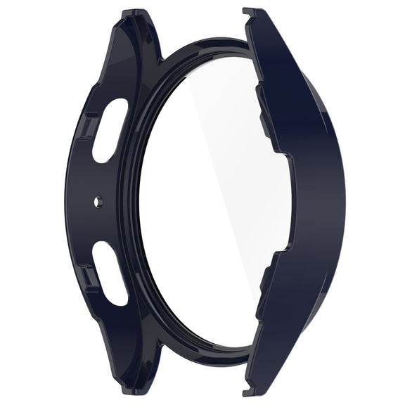 For Samsung Galaxy Watch 7 44mm PC+Tempered Film Integrated Water-resistant Watch Protective Case(Dark Blue)