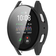 For Samsung Galaxy Watch 7 44mm PC+Tempered Film Integrated Water-resistant Watch Protective Case(Matte Black)