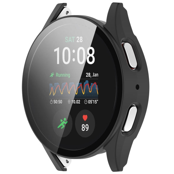 For Samsung Galaxy Watch 7 44mm PC+Tempered Film Integrated Water-resistant Watch Protective Case(Matte Black)