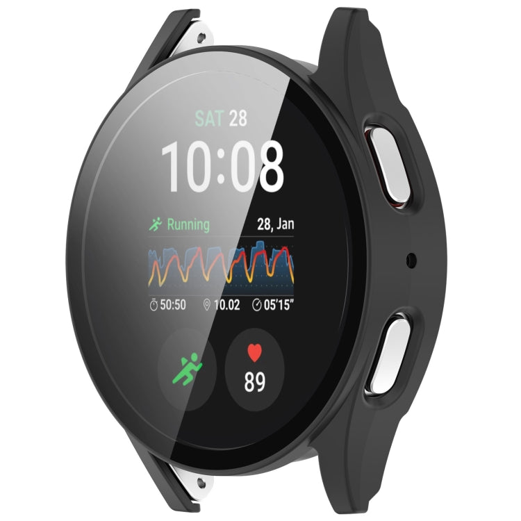 For Samsung Galaxy Watch 7 44mm PC+Tempered Film Integrated Water-resistant Watch Protective Case(Matte Black)