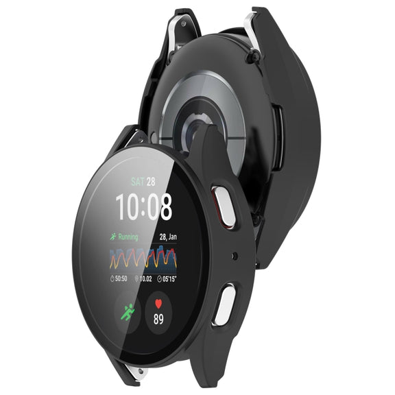 For Samsung Galaxy Watch 7 44mm PC+Tempered Film Integrated Water-resistant Watch Protective Case(Matte Black)