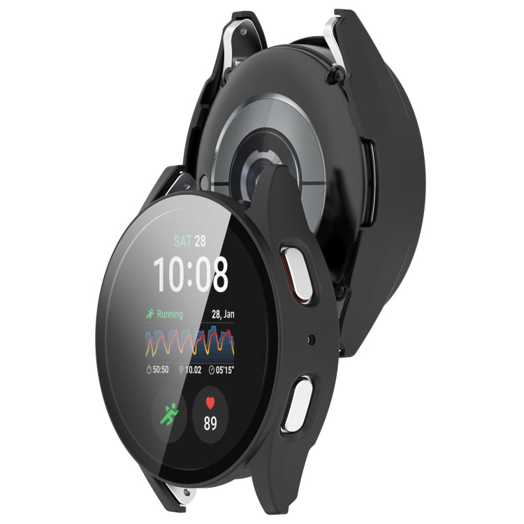 For Samsung Galaxy Watch 7 44mm PC+Tempered Film Integrated Water-resistant Watch Protective Case(Matte Black)