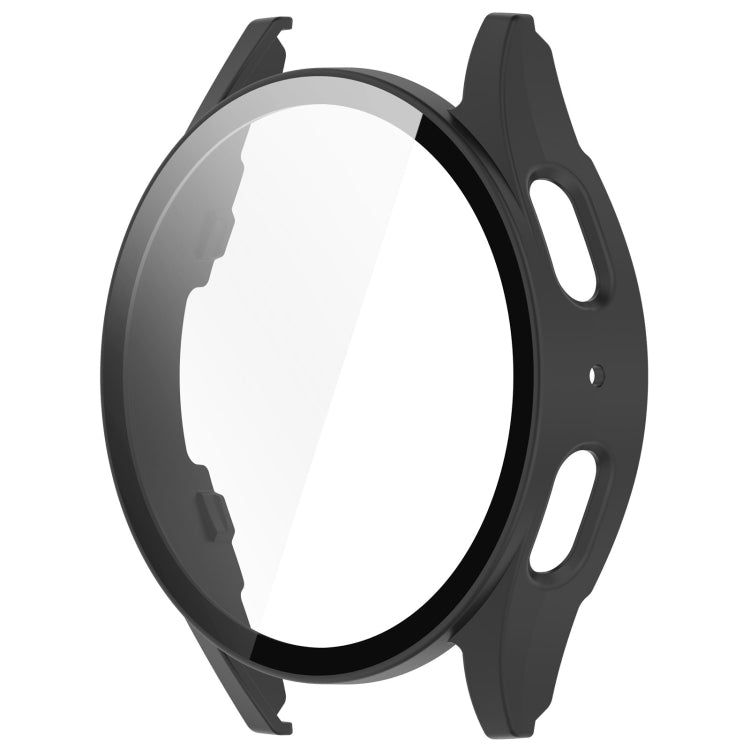 For Samsung Galaxy Watch 7 44mm PC+Tempered Film Integrated Water-resistant Watch Protective Case(Matte Black)