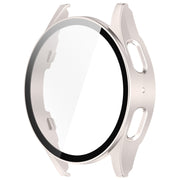 For Samsung Galaxy Watch 7 44mm PC+Tempered Film Integrated Water-resistant Watch Protective Case(Starlight)