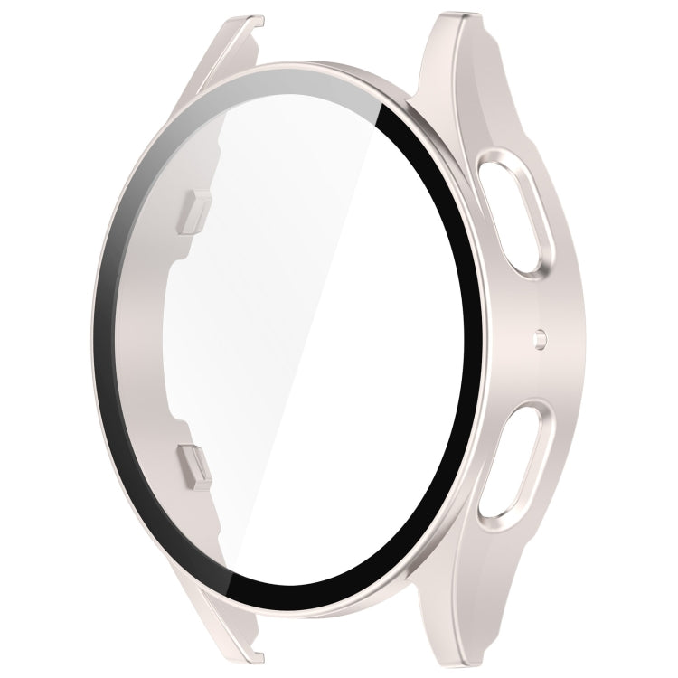For Samsung Galaxy Watch 7 44mm PC+Tempered Film Integrated Water-resistant Watch Protective Case(Starlight)
