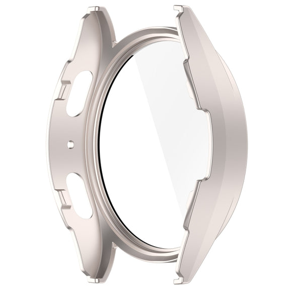 For Samsung Galaxy Watch 7 44mm PC+Tempered Film Integrated Water-resistant Watch Protective Case(Starlight)