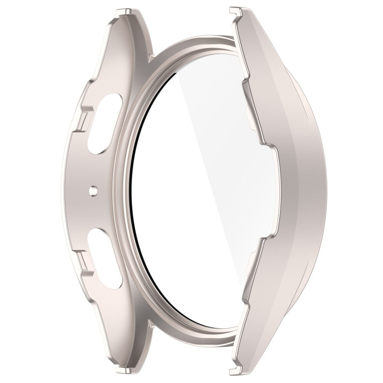 For Samsung Galaxy Watch 7 44mm PC+Tempered Film Integrated Water-resistant Watch Protective Case(Starlight)