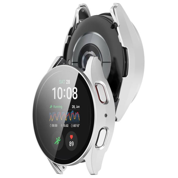 For Samsung Galaxy Watch 7 40mm Tempered Film Integrated Water-resistant PC Watch Protective Cover(Silver)