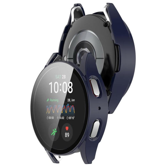 For Samsung Galaxy Watch 7 40mm Tempered Film Integrated Water-resistant PC Watch Protective Cover(Dark Blue)