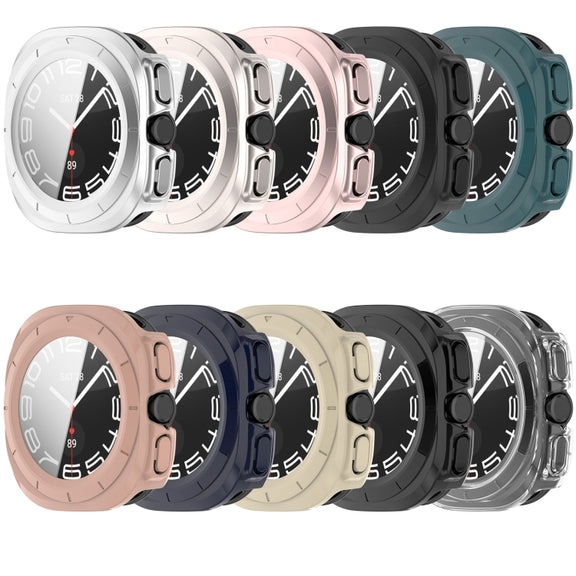 For Samsung Galaxy Watch 7 44mm Tempered Film Integrated Water-resistant PC Watch Protective Cover(Pink)