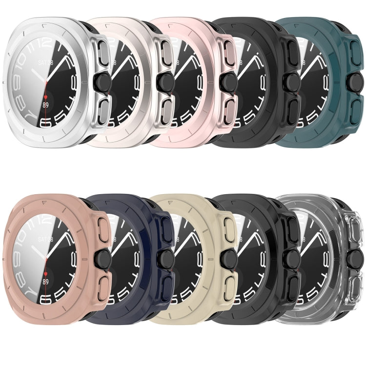 For Samsung Galaxy Watch 7 44mm PC+Tempered Film Integrated Water-resistant Watch Protective Case(Black)