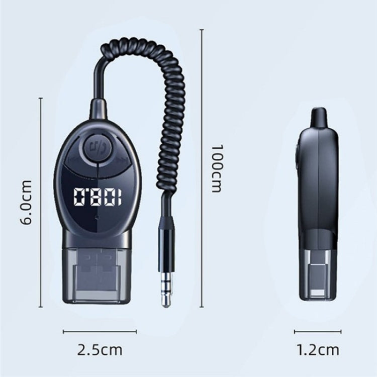 W8 With Telescopic Cable Car Audio Adapter Bluetooth Receiver FM Transmitter - Bluetooth Car Kits by PMC TechLife | Online Shopping South Africa | PMC TechLife | Buy Now Pay Later Mobicred