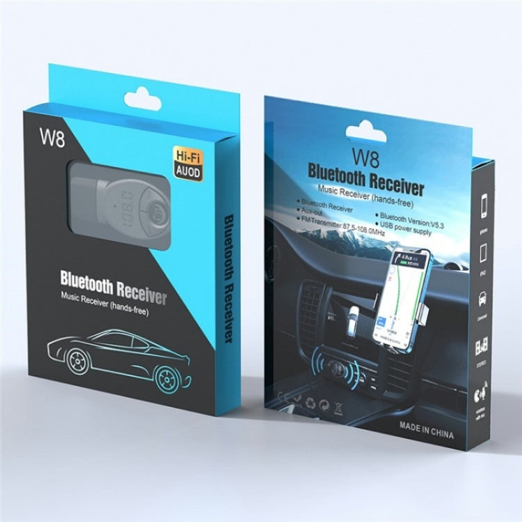 W8 With Telescopic Cable Car Audio Adapter Bluetooth Receiver FM Transmitter - Bluetooth Car Kits by PMC TechLife | Online Shopping South Africa | PMC TechLife | Buy Now Pay Later Mobicred