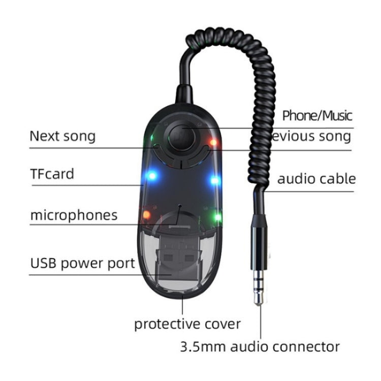 W9 Car Bluetooth Music Receiver USB Bluetooth 5.3 Adapter Wireless Audio Receiver - Bluetooth Car Kits by PMC TechLife | Online Shopping South Africa | PMC TechLife | Buy Now Pay Later Mobicred