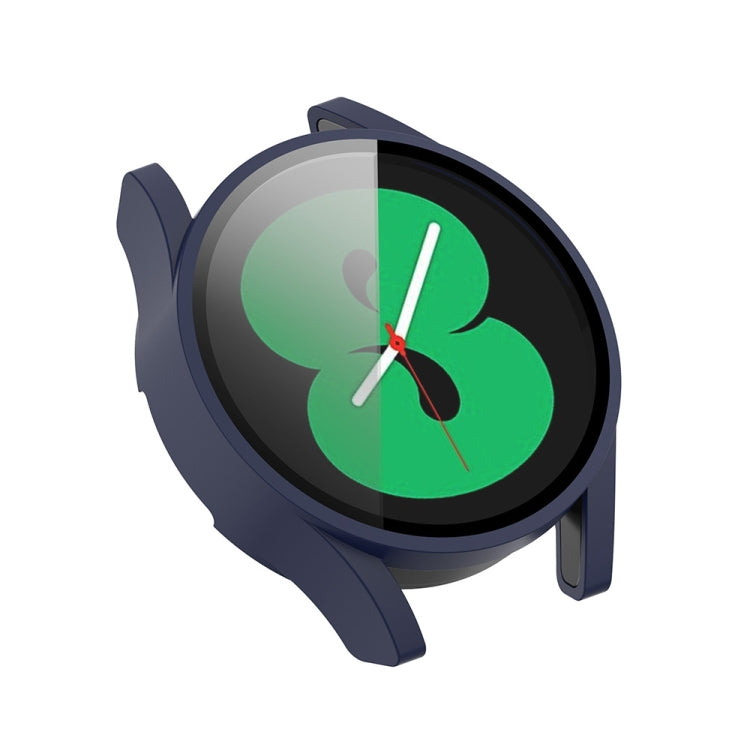 For Samsung Galaxy Watch FE 40mm PC + Tempered Glass Film Integrated Watch Protective Case(Midnight Blue)