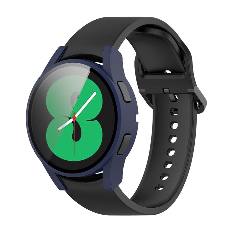For Samsung Galaxy Watch FE 40mm PC + Tempered Glass Film Integrated Watch Protective Case(Midnight Blue)