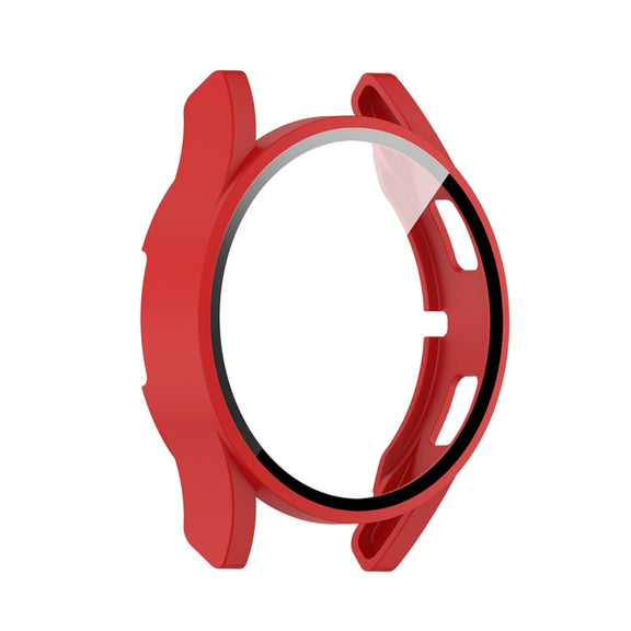 For Samsung Galaxy Watch FE 40mm PC + Tempered Glass Film Integrated Watch Protective Case(Red)