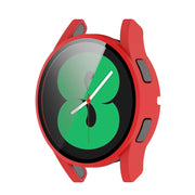 For Samsung Galaxy Watch FE 40mm PC + Tempered Glass Film Integrated Watch Protective Case(Red)