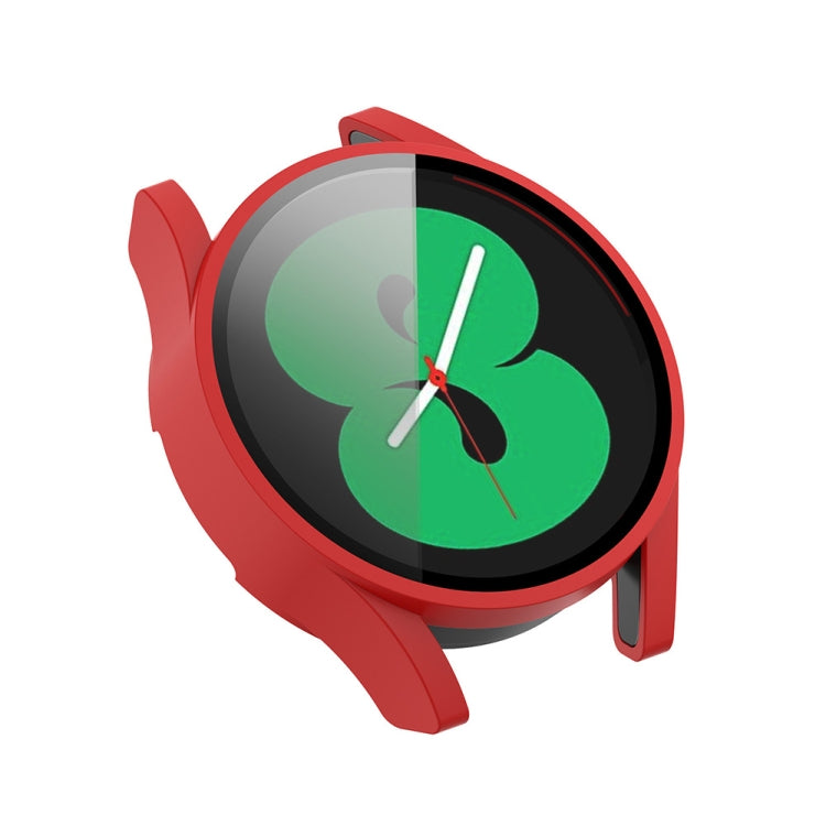 For Samsung Galaxy Watch FE 40mm PC + Tempered Glass Film Integrated Watch Protective Case(Red)