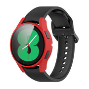 For Samsung Galaxy Watch FE 40mm PC + Tempered Glass Film Integrated Watch Protective Case(Red)