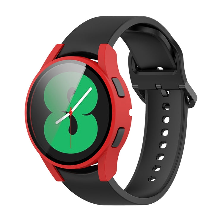 For Samsung Galaxy Watch FE 40mm PC + Tempered Glass Film Integrated Watch Protective Case(Red)