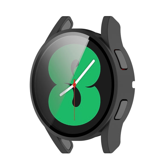 For Samsung Galaxy Watch FE 40mm PC + Tempered Glass Film Integrated Watch Protective Case(Black)