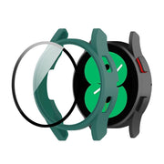 For Samsung Galaxy Watch FE 40mm PC + Tempered Glass Film Integrated Watch Protective Case(Green)