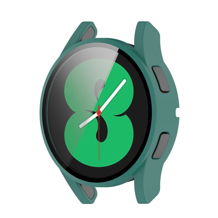 For Samsung Galaxy Watch FE 40mm PC + Tempered Glass Film Integrated Watch Protective Case(Green)