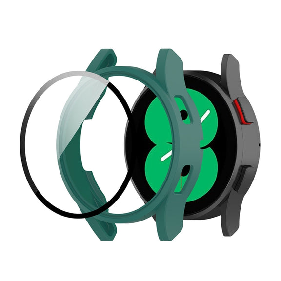 For Samsung Galaxy Watch FE 40mm PC + Tempered Glass Film Integrated Watch Protective Case(Green)