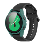 For Samsung Galaxy Watch FE 40mm PC + Tempered Glass Film Integrated Watch Protective Case(Green)