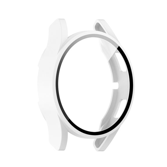 For Samsung Galaxy Watch FE 40mm PC + Tempered Glass Film Integrated Watch Protective Case(White)