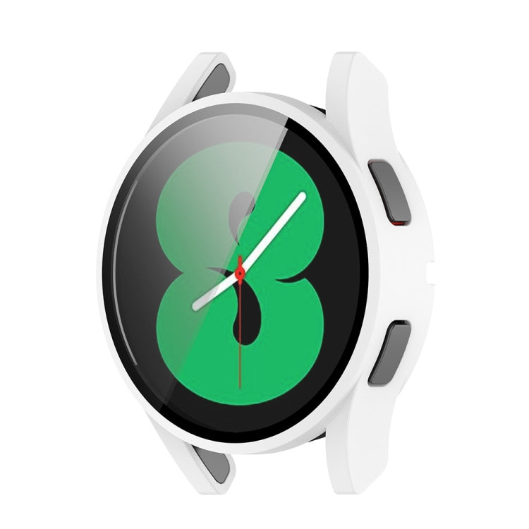 For Samsung Galaxy Watch FE 40mm PC + Tempered Glass Film Integrated Watch Protective Case(White)