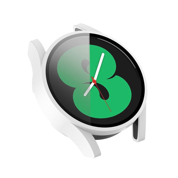 For Samsung Galaxy Watch FE 40mm PC + Tempered Glass Film Integrated Watch Protective Case(White)