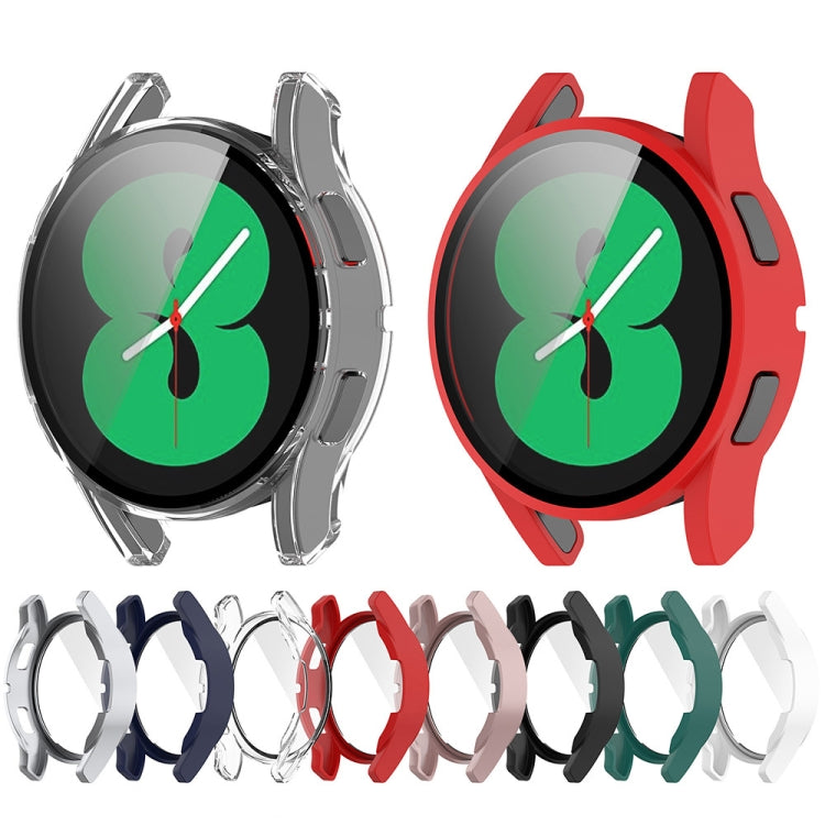 For Samsung Galaxy Watch FE 40mm PC + Tempered Glass Film Integrated Watch Protective Case(Red)