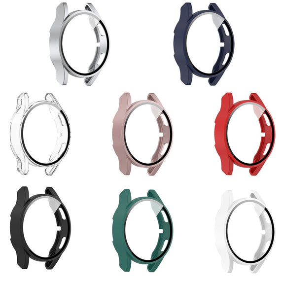 For Samsung Galaxy Watch FE 40mm PC + Tempered Glass Film Integrated Watch Protective Case(Green)